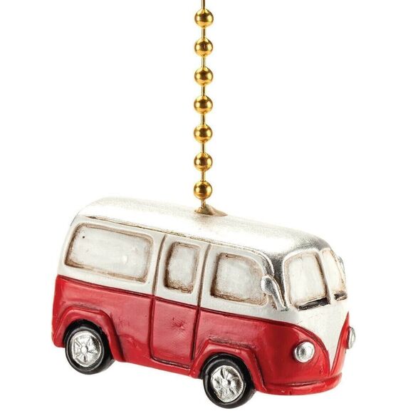 Red Pickup Truck Camper Van Fan Pulls Novelty Retro Vintage Style Chain 2-Pc NEW - Picture 2 of 3
